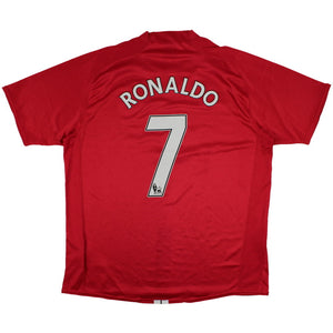 Manchester United 2007-09 Home Shirt (L) Ronaldo #7 (Excellent)_0