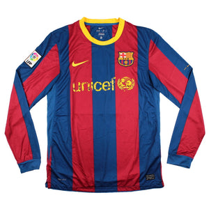 Barcelona 2010-11 Long Sleeve Home Shirt (M) Messi #10 (Fair)_1