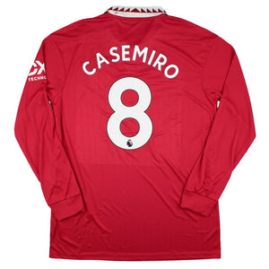 Manchester United 2022-23 Home Long Sleeve Shirt (Casemiro #8) (L) (Excellent)_0