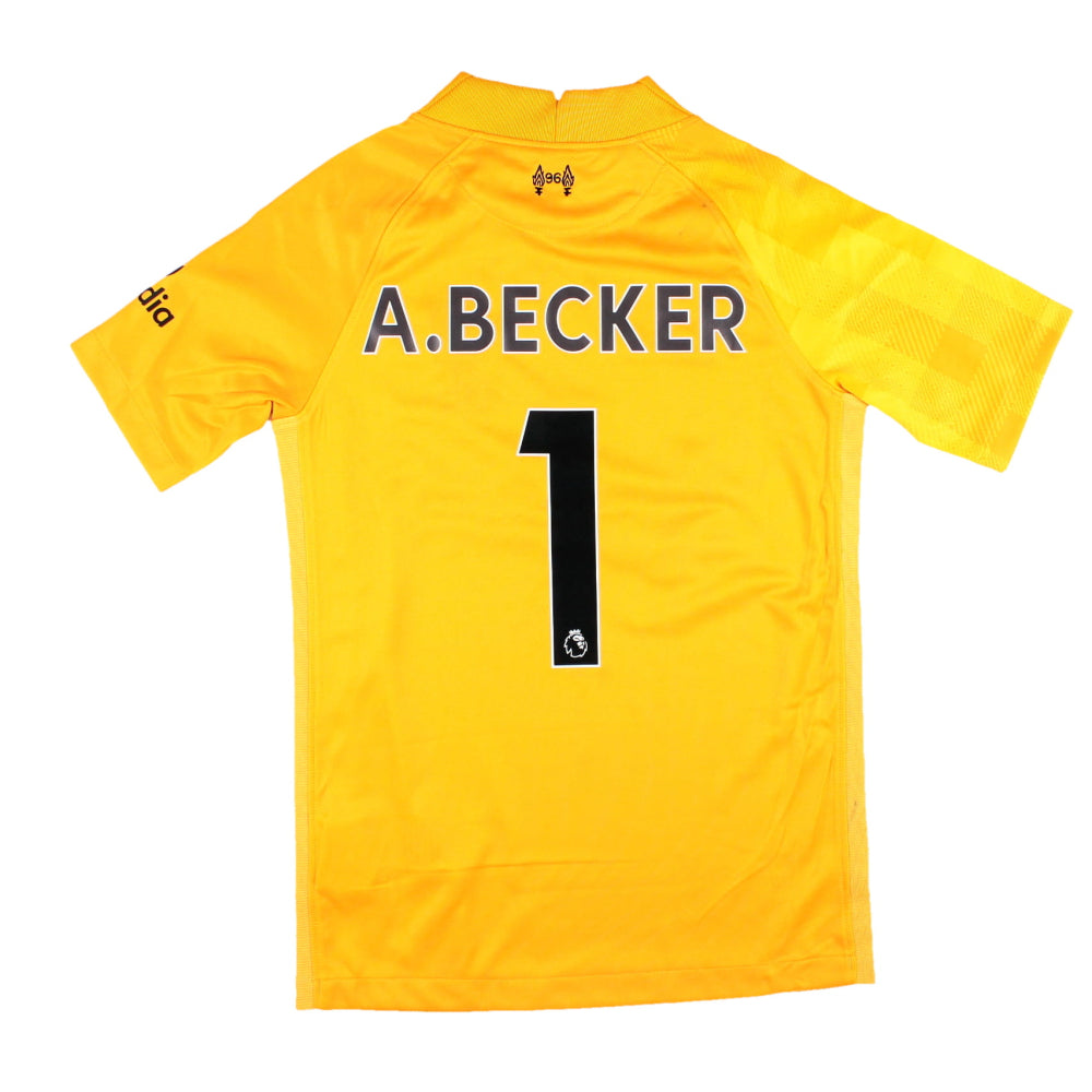 Liverpool 2021-22 Away Goalkeeper Shirt (Yellow) (Small Boys) A.Becker #1 (Excellent)_0