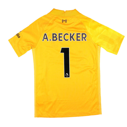 Liverpool 2021-22 Away Goalkeeper Shirt (Yellow) (Small Boys) A.Becker #1 (Excellent)_0