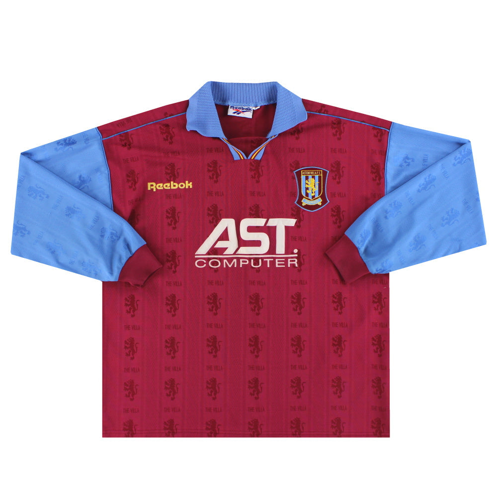 1995-97 Aston Villa Reebok Player Issue Home Shirt L/S XL