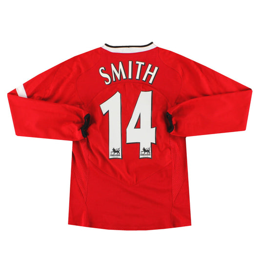 2004-06 Manchester United Nike Home Shirt Smith #14 L/S L.Boys