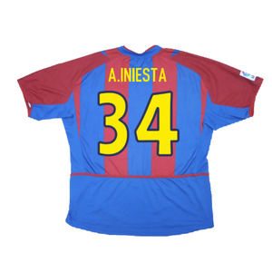 Barcelona 2002-2003 Home Shirt (XL Boys) (Good) (A.Iniesta 34)_1