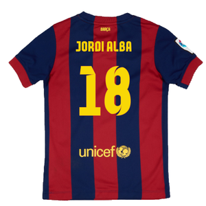 Barcelona 2014-15 Home Shirt (XL Boys) (Very Good) (Jordi Alba 18)_1