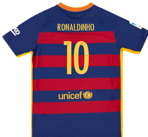 Barcelona 2015-16 Home Shirt (2XL) (Mint) (Ronaldinho 10)_1