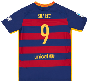 Barcelona 2015-16 Home Shirt (2XL) (Mint) (Suarez 9)_1