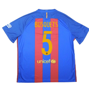 Barcelona 2016-17 Home Shirt (S) (Busquets 5) (Good)_1