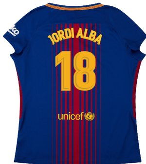 Barcelona 2017-18 Home Shirt (Womens) (M) (Mint) (Jordi Alba 18)_1