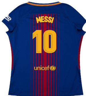 Barcelona 2017-18 Home Shirt (Womens) (M) (Mint) (Messi 10)_1