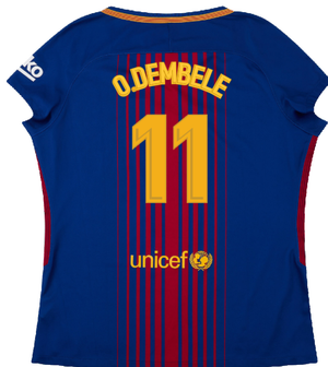 Barcelona 2017-18 Home Shirt (Womens) (M) (Mint) (O.Dembele 11)_1