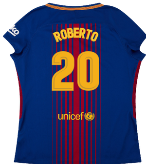 Barcelona 2017-18 Home Shirt (Womens) (XL) (Mint) (Roberto 20)_1