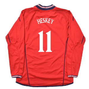 England 2002-04 Long Sleeve Away Shirt (XL) (Excellent) (Heskey 11)_2