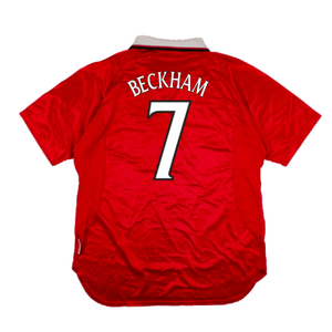 Manchester United 1999-00 European Home Shirt (M) (Excellent) (Beckham 7)_1