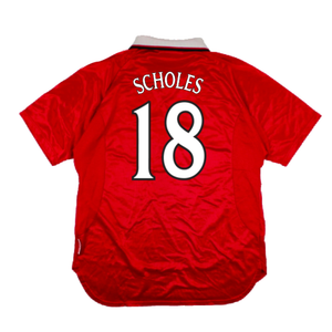 Manchester United 1999-00 European Home Shirt (M) (Excellent) (Scholes 18)_1