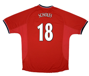 Manchester United 2000-02 Home Shirt ((Very Good) XL) (SCHOLES 18)_2