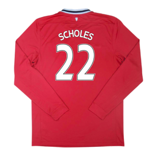 Manchester United 2011-12 Long Sleeve Home Shirt (S) (Very Good) (Scholes 22)_1