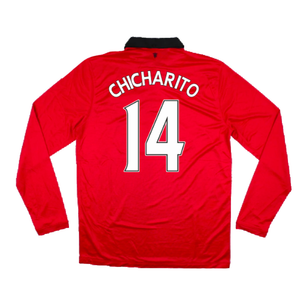 Manchester United 2013-14 Home Long Sleeve Shirt (XL) (Mint) (Chicharito 14)_1