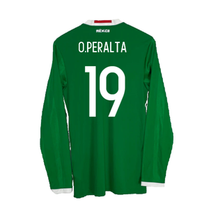 Mexico 2016-2017 Long Sleeve Home Shirt (XL) (Excellent) (O.Peralta 19)_1