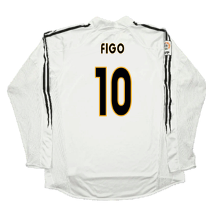 Real Madrid 2003-04 Home Long Sleeve Shirt (M) (Mint) (Figo 10)_1