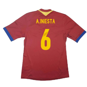 Spain 2013-14 Home Shirt (Excellent) (A.Iniesta 6)_1