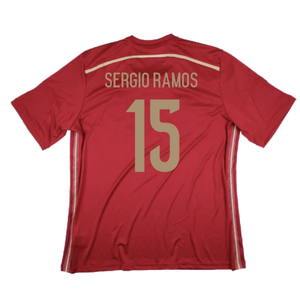 Spain 2014-2015 Home Shirt (World Cup Badge) (L) (Mint) (Sergio Ramos 15)_1