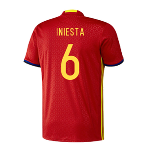 Spain 2016-17 Home Shirt (Excellent) (Iniesta 6)_1