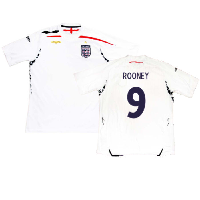 England 2007-09 Home Shirt (XL) (Excellent) (ROONEY 9)