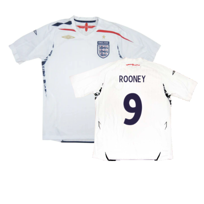 England 2007-09 Home Shirt (XL) (Fair) (ROONEY 9)