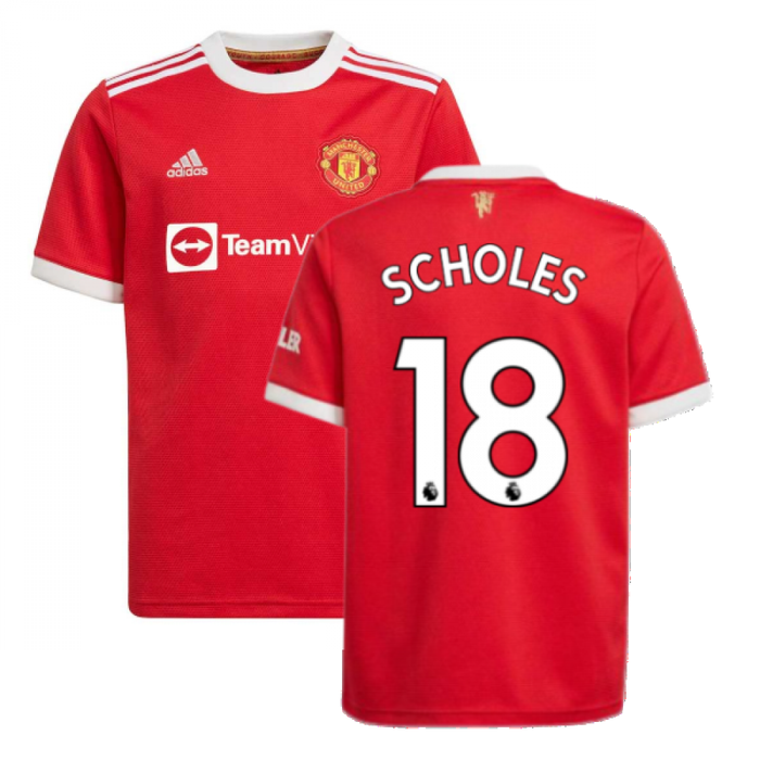 Man Utd 2021-2022 Home Shirt (Kids) (SCHOLES 18)