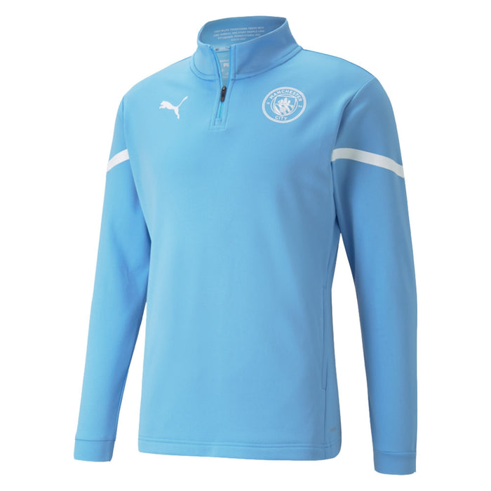 2021-2022 Man City Pre Match Half Zip Top (Light Blue)