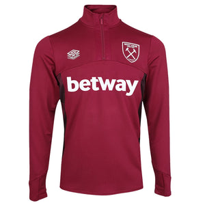 2022-2023 West Ham Quarter Zip Top (S) - Red Plum_0