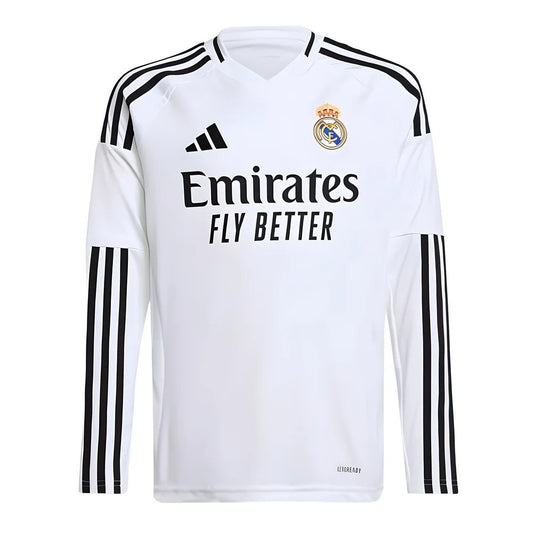 2024-2025 Real Madrid Long Sleeve Home Shirt (Kids)_0