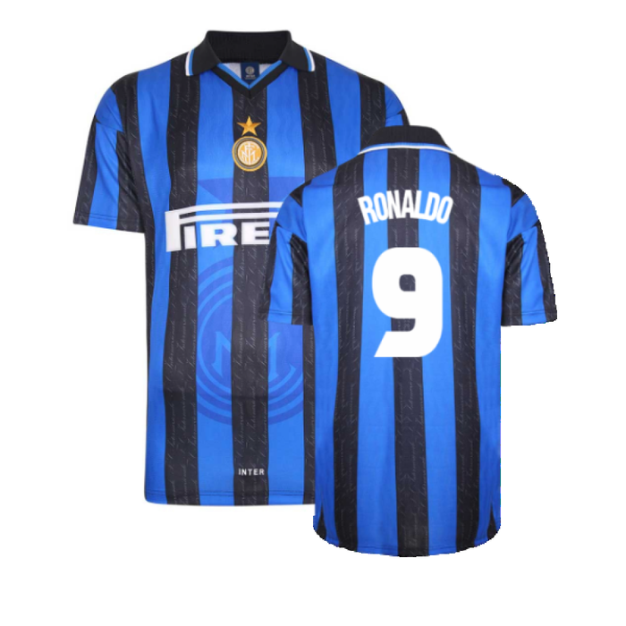 1998 Inter Milan Score Draw Home Shirt (M) (Excellent) (RONALDO 9)