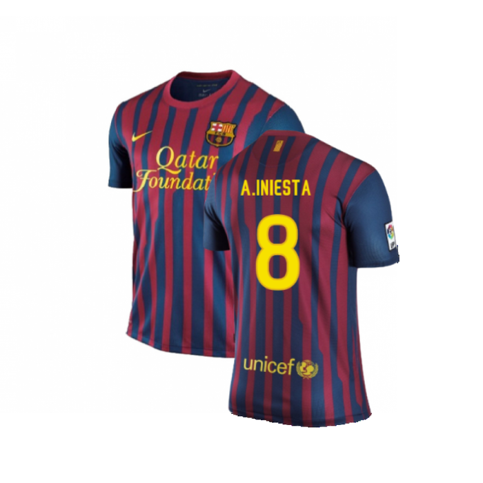 Barcelona 2011-12 Home Shirt (L) (Very Good) (A.Iniesta 8)