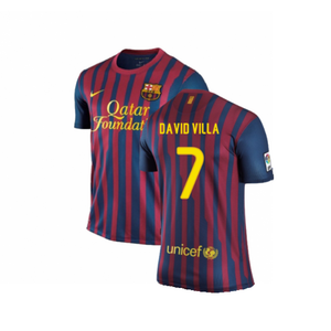 Barcelona 2011-12 Home Shirt (L) (Very Good) (David Villa 7)_0