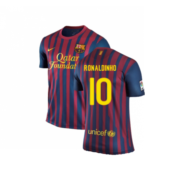 Barcelona 2011-2012 Home Shirt (S) (Excellent) (Ronaldinho 10)