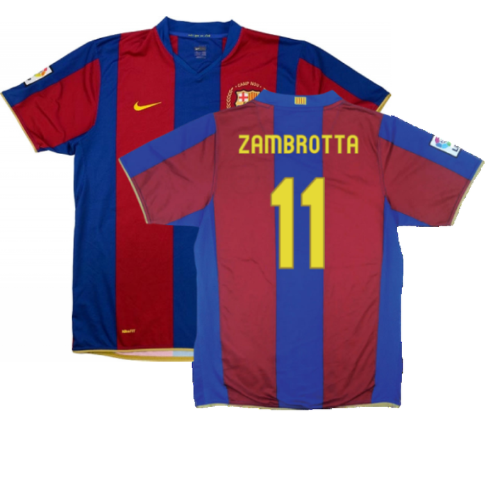 Barcelona 2007-08 Home Shirt (S) (Excellent) (Zambrotta 11)