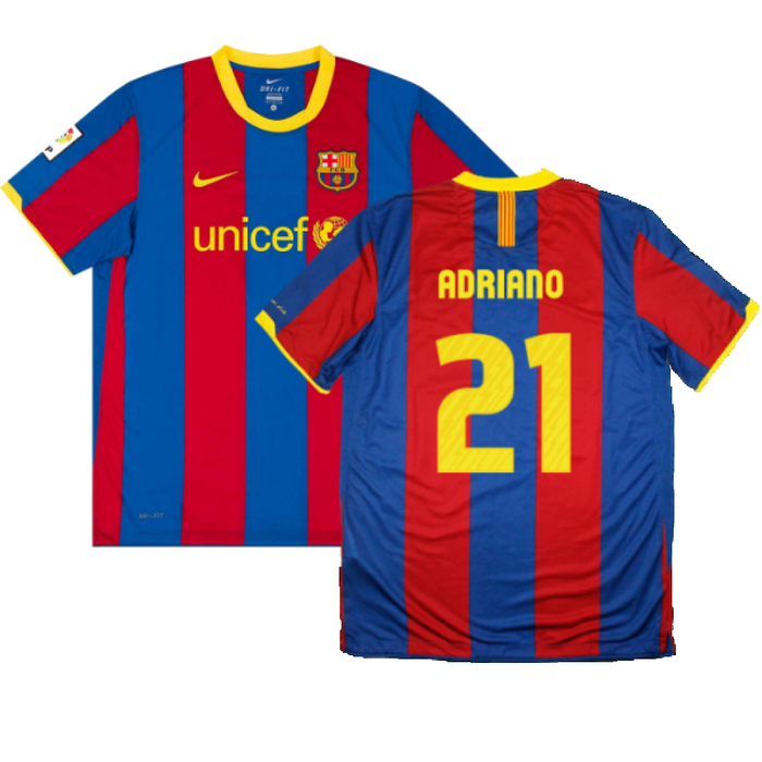 Barcelona 2010-11 Home Shirt (L) (Very Good) (Adriano 21)