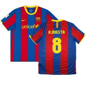 Barcelona 2010-11 Home Shirt (L) (Very Good) (A.Iniesta 8)_0