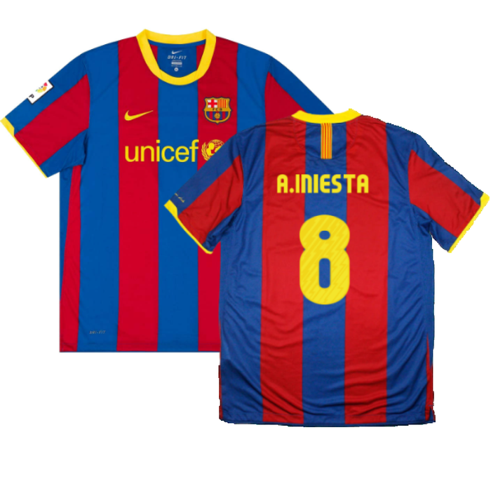 Barcelona 2010-11 Home Shirt (L) (Very Good) (A.Iniesta 8)