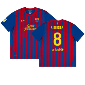 Barcelona 2011-12 Home Shirt (Excellent) (A.Iniesta 8)_0