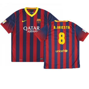 Barcelona 2013-14 Home Shirt (XL) (Good) (A.Iniesta 8)_0