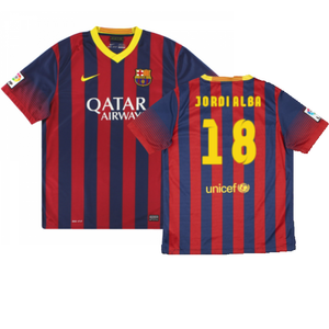 Barcelona 2013-14 Home Shirt (XL) (Good) (Jordi Alba 18)_0