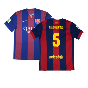 Barcelona 2014-15 Home Shirt (XL Boys) (Very Good) (Busquets 5)_0