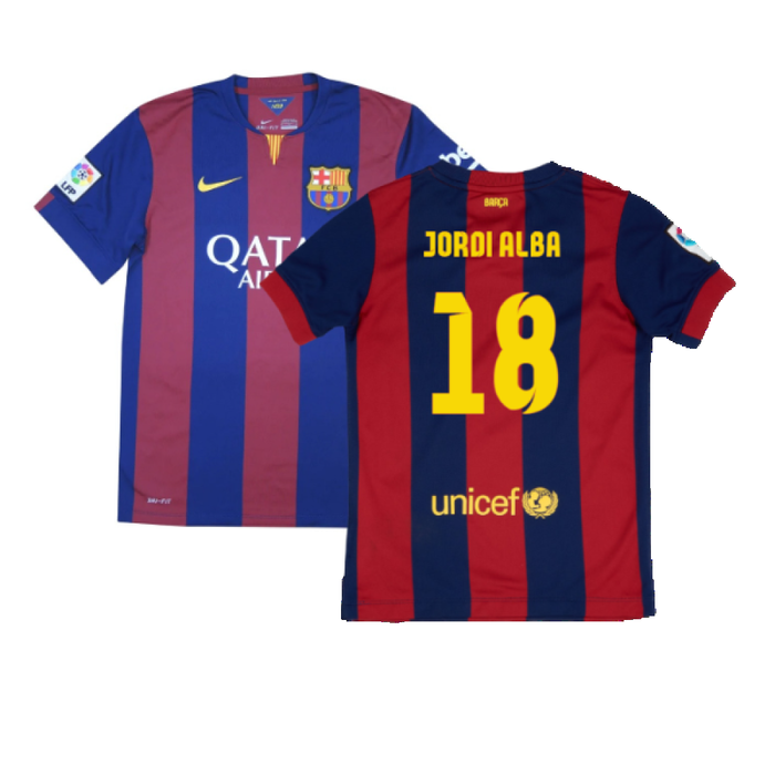 Barcelona 2014-15 Home Shirt (XL Boys) (Very Good) (Jordi Alba 18)