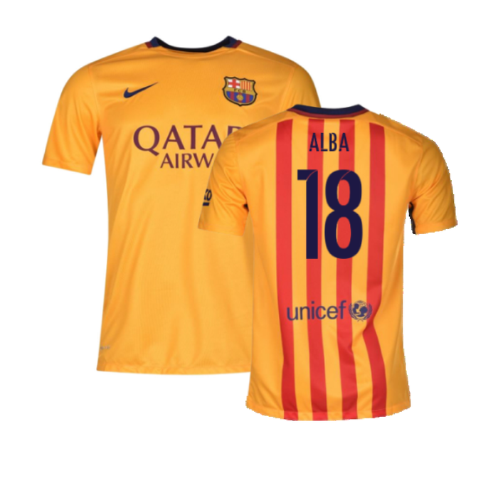 Barcelona 2015-16 Away Shirt (XLB) (Excellent) (Alba 18)