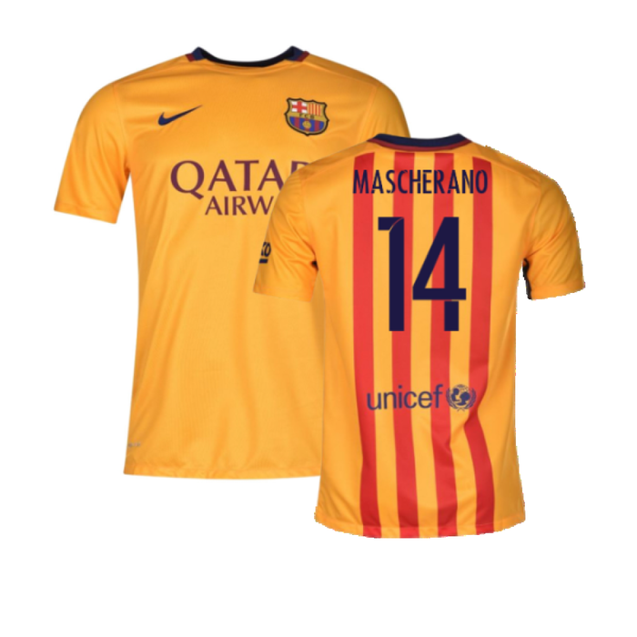 Barcelona 2015-16 Away Shirt (2XL) (Mint) (Mascherano 14)