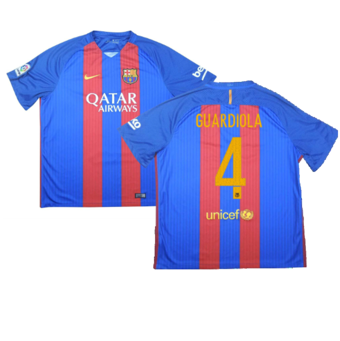 Barcelona 2016-17 Home Shirt (S) (Guardiola 4) (Good)