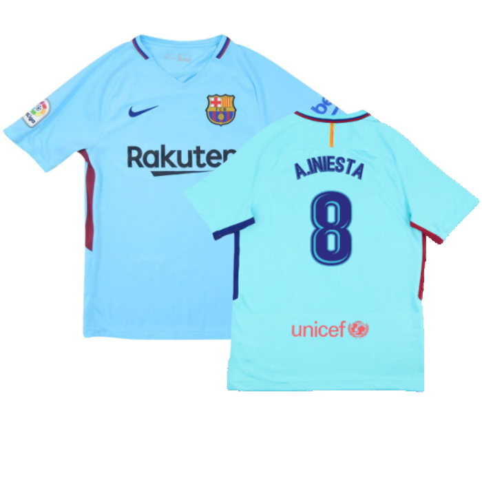 Barcelona 2017-18 Away Shirt (2XL) (Very Good) (A.Iniesta 8)